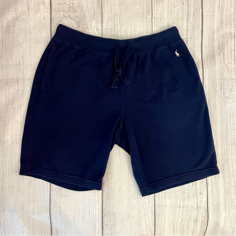 POLO RALPH LAUREN Women’s Navy Waffle-Knit Pajama Sleepwear Shorts Size Large